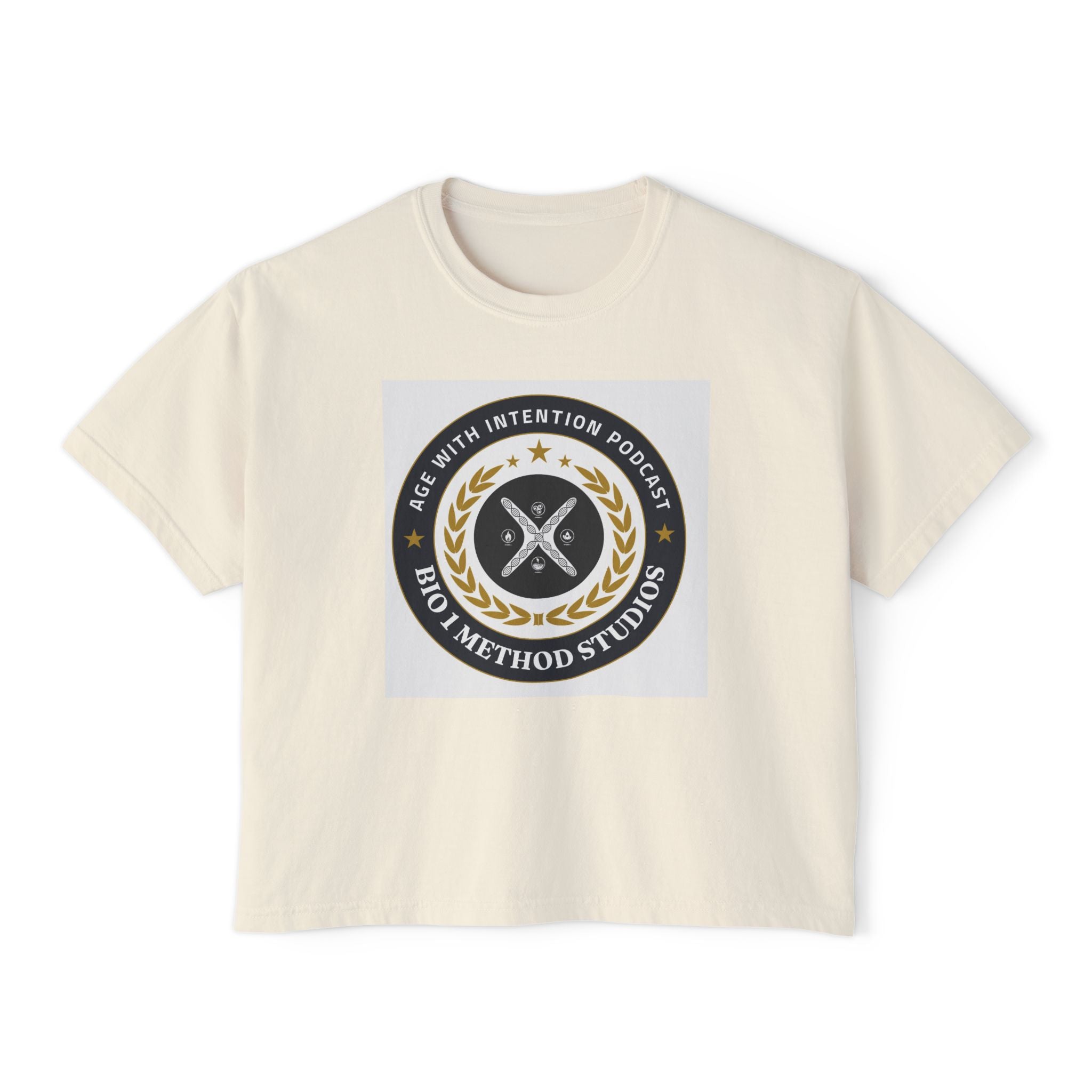 Bio1 Podcast Logo Boxy Tee — High Method Studios Crest